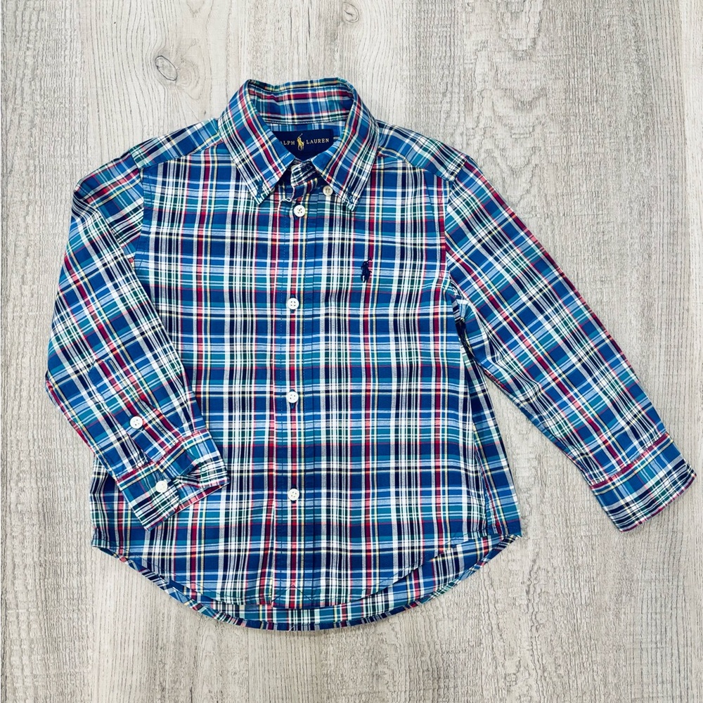 Ralph Lauren Toddler Boys Plaid Dress Shirt Size 2T